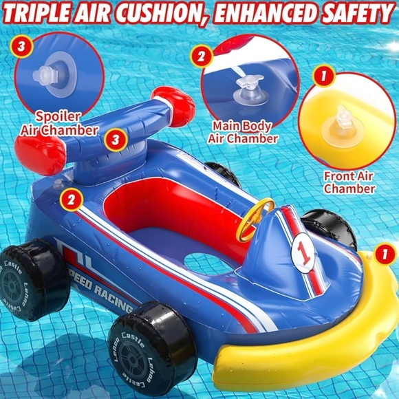 BNIB Inflatable Blue and Yellow Racing Car for Pool - Picture 5 of 7